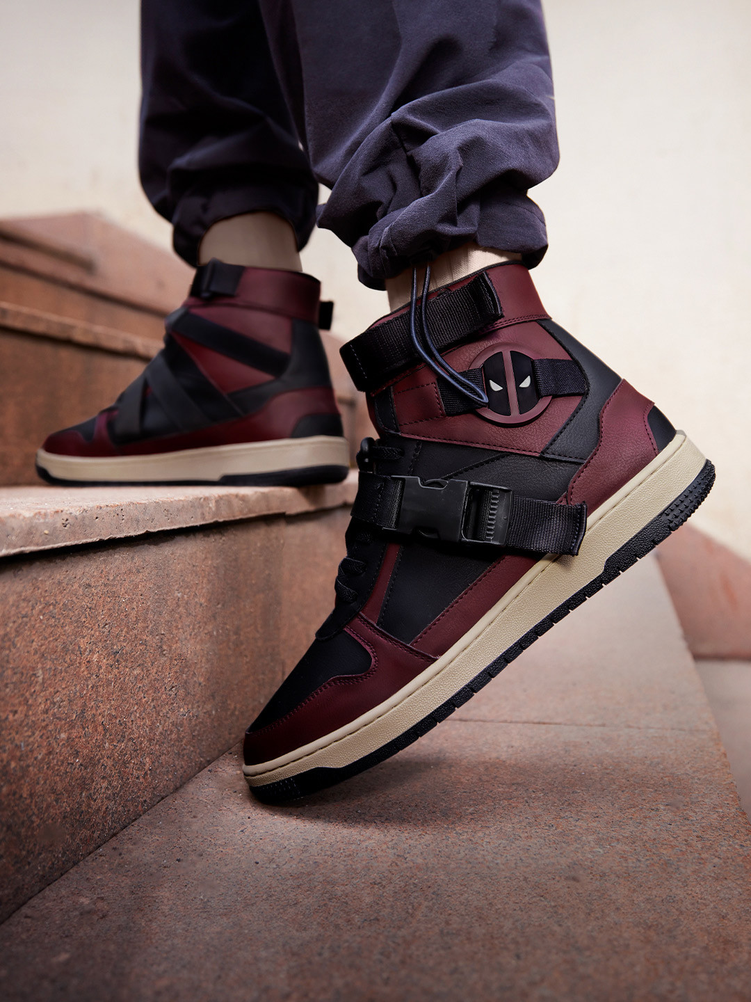 The Souled Store Men Mid -Top Colourblocked Deadpool: Utility Suit Canvas  Sneakers