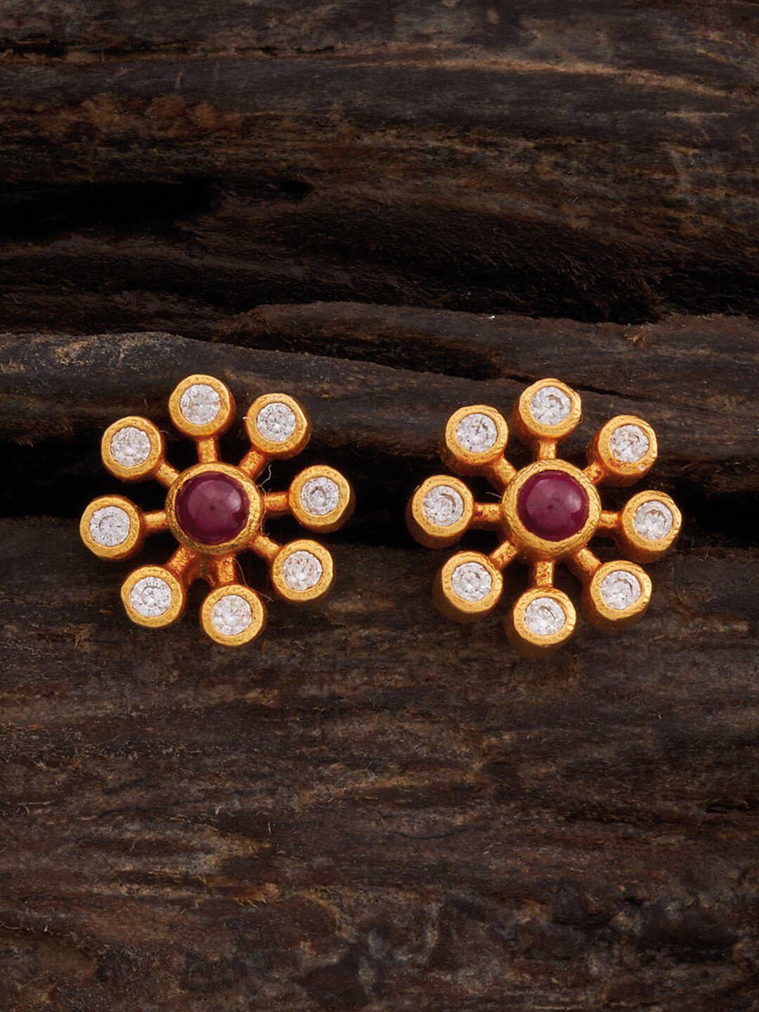 Kushal's Fashion Jewellery 92.5 Silver Gold-Plated Studded Classic Studs