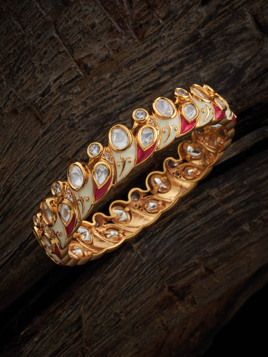 Kushal's Fashion Jewellery Embellished Bridal  Gold-Toned Kundan-Studded Bangle