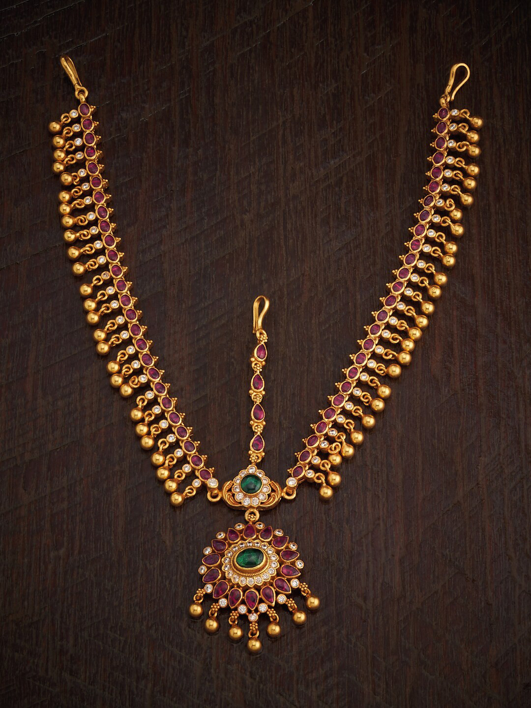 Kushal's Fashion Jewellery 92.5 Pure Silver Artificial Stones Studded Matha Patti