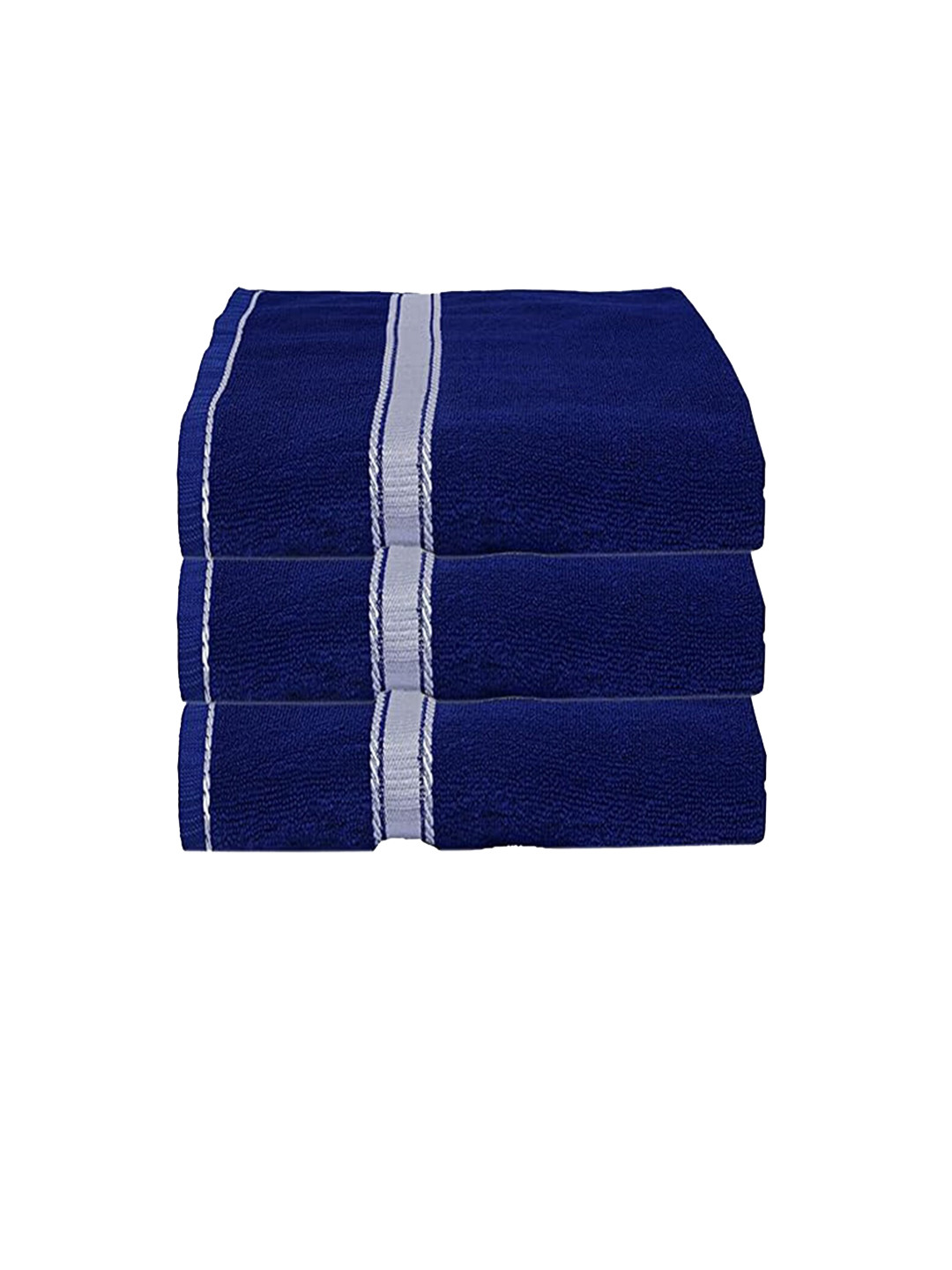 Kuber Industries 3 Pcs Blue Cotton 120 GSM Anti Microbial Bath Towels