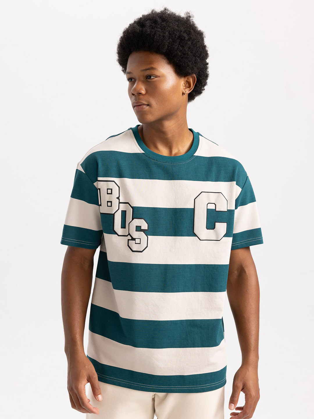 DeFacto Striped Round Neck T-shirt