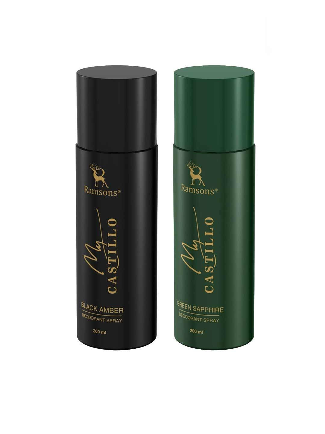 Ramsons Set Of 2 My Castillo Deodorant Spray - Black Amber & Green Sapphire - 200 ml Each