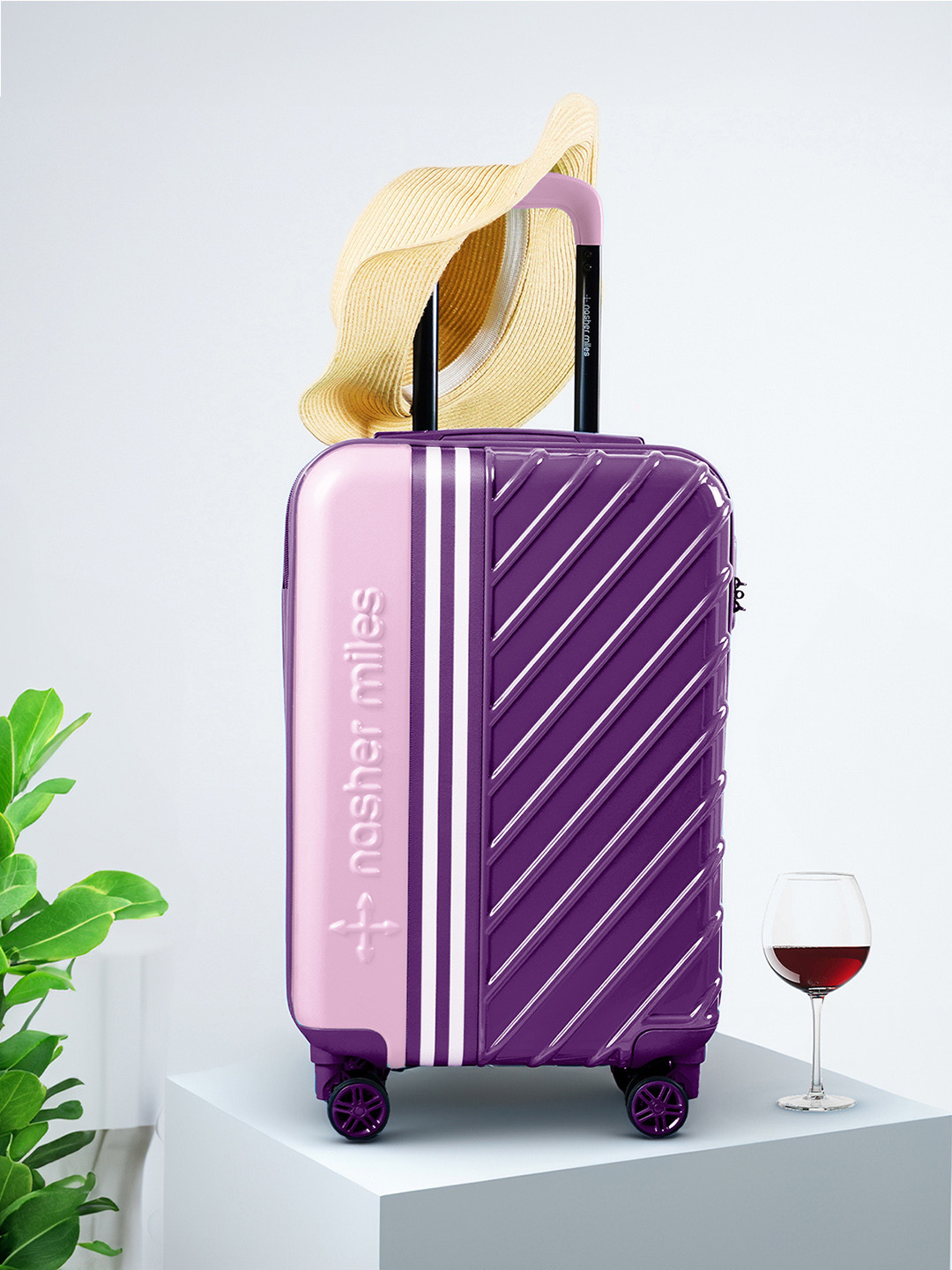 Nasher Miles Vegas Hard-Sided Polycarbonate Cabin Purple Magenta Trolley Bag - 20Inch 55cm