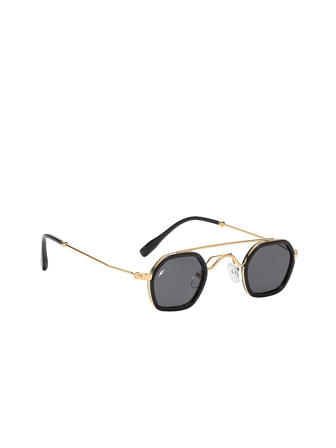 Floyd Unisex Rectangle Sunglasses with UV Protected Lens 9820_GOLD_BLK