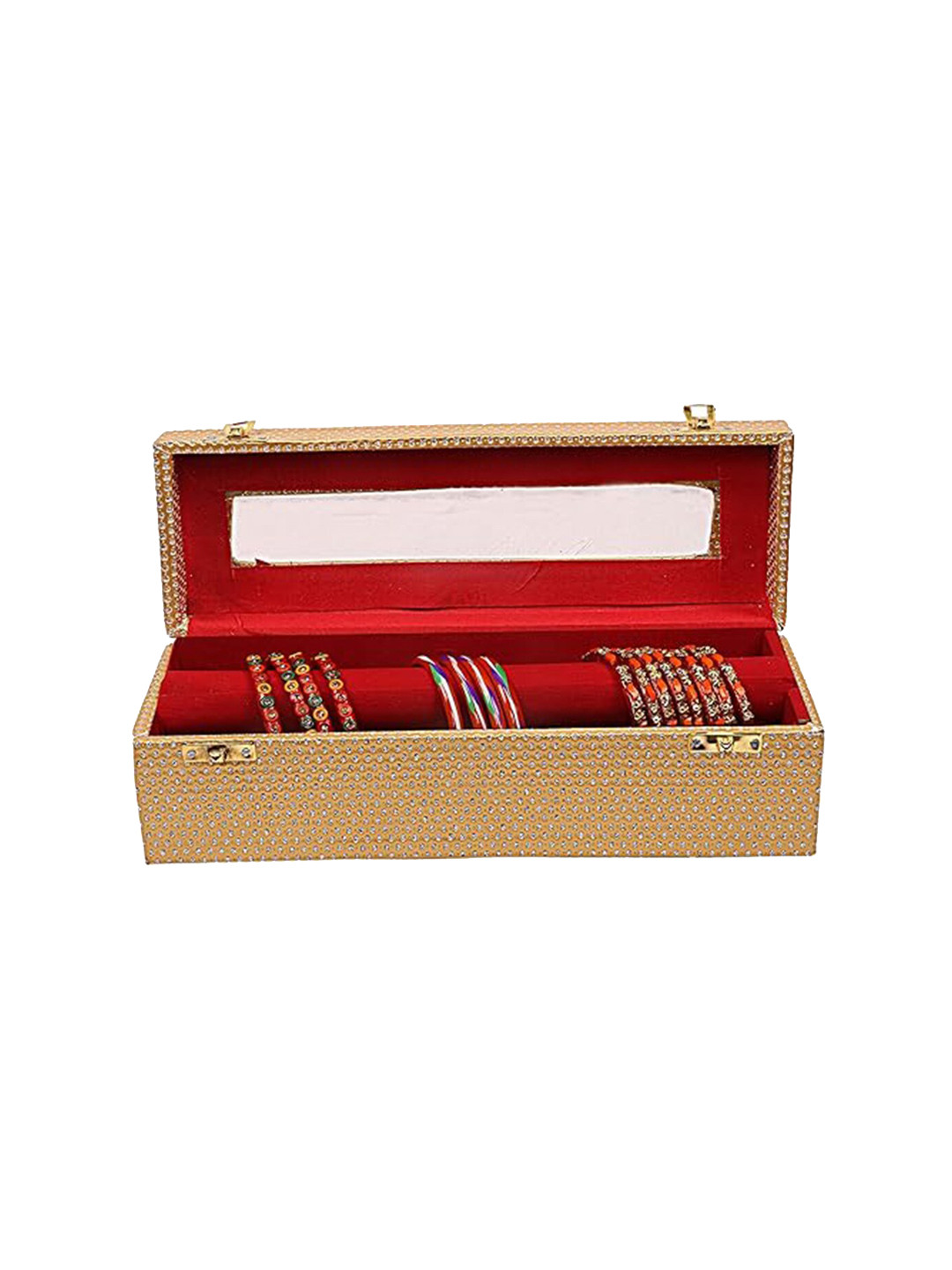 Kuber Industries Yellow Wooden Transparent Window Design Bangle Organiser