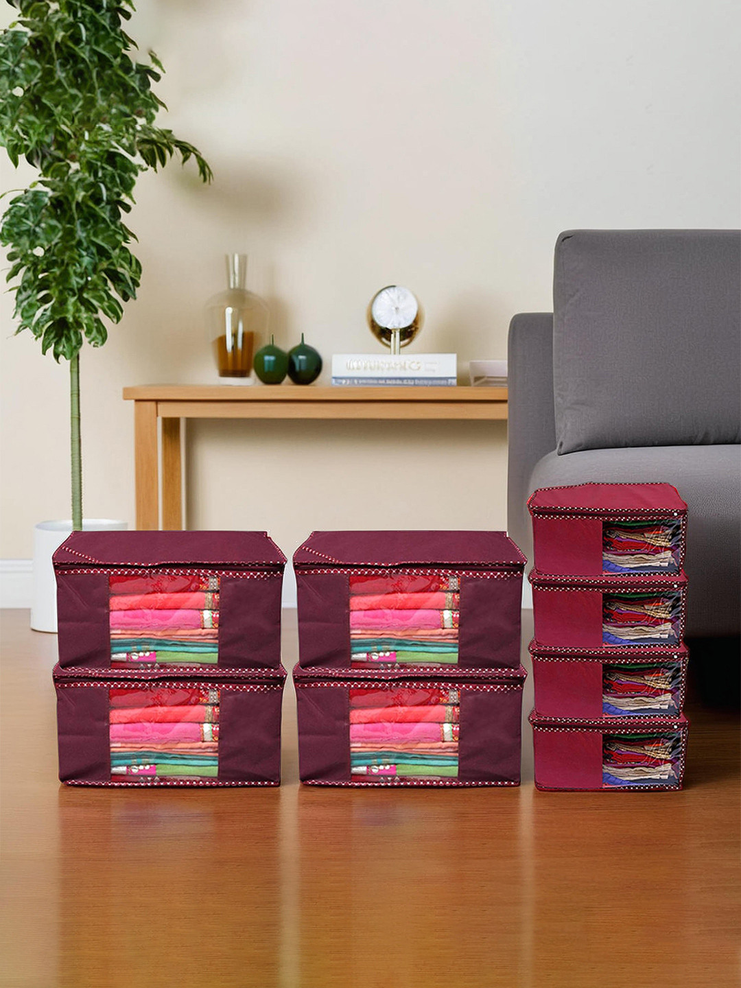 Kuber Industries 4-Pieces Saree Wardrobe Organizers