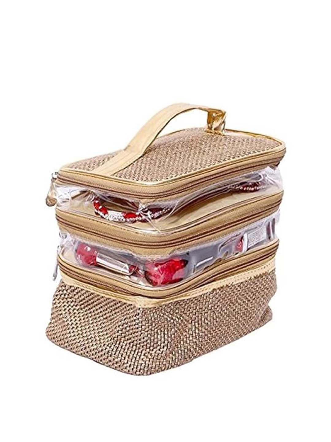 Kuber Industries Self Design Jute 3-Tier Jewellery Organiser