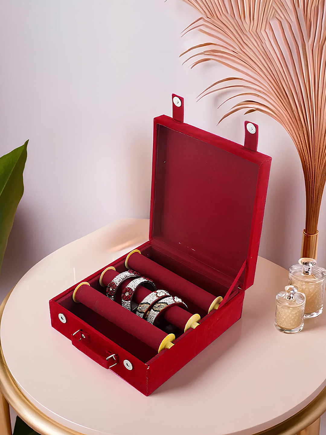 Kuber Industries Maroon 3 Rod Bangle Organiser