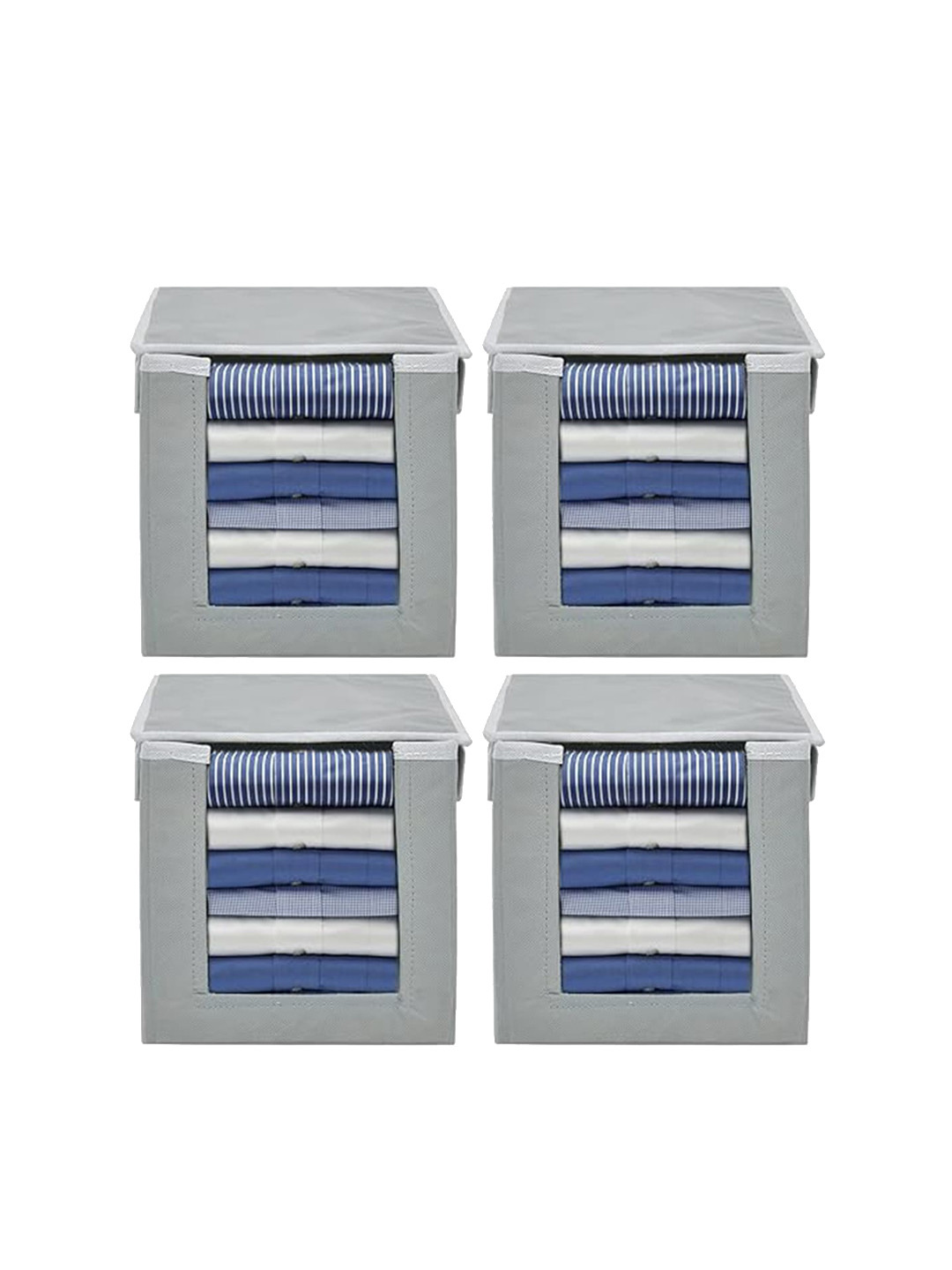Kuber Industries 4 Pcs Grey Non-Woven Fabric Shirt Organizers