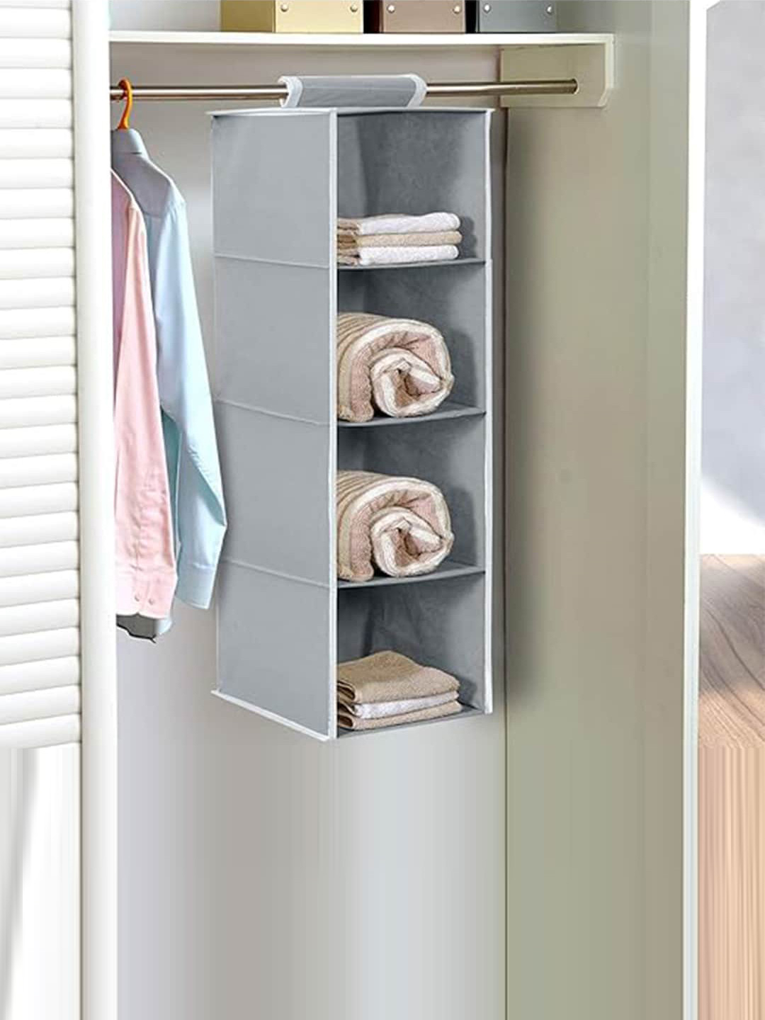 Kuber Industries Grey Foldable Multi-Utility Organiser