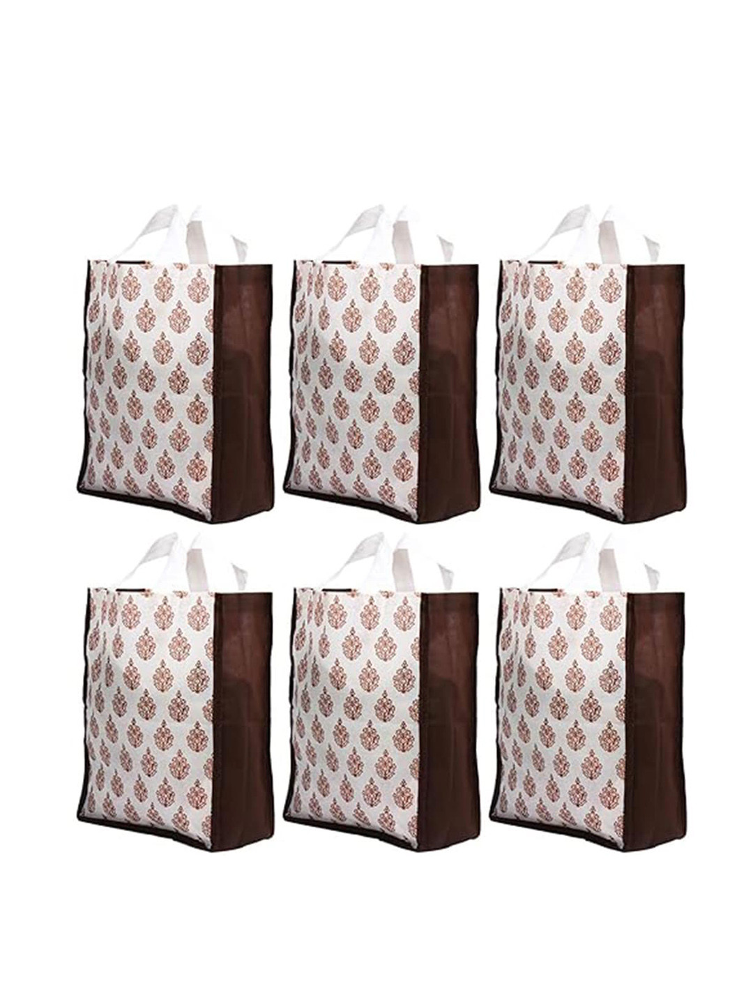 Kuber Industries Set Of 6 Ethnic Motifs Printed Eco-Friendly Reusable Shopper Tote Bag