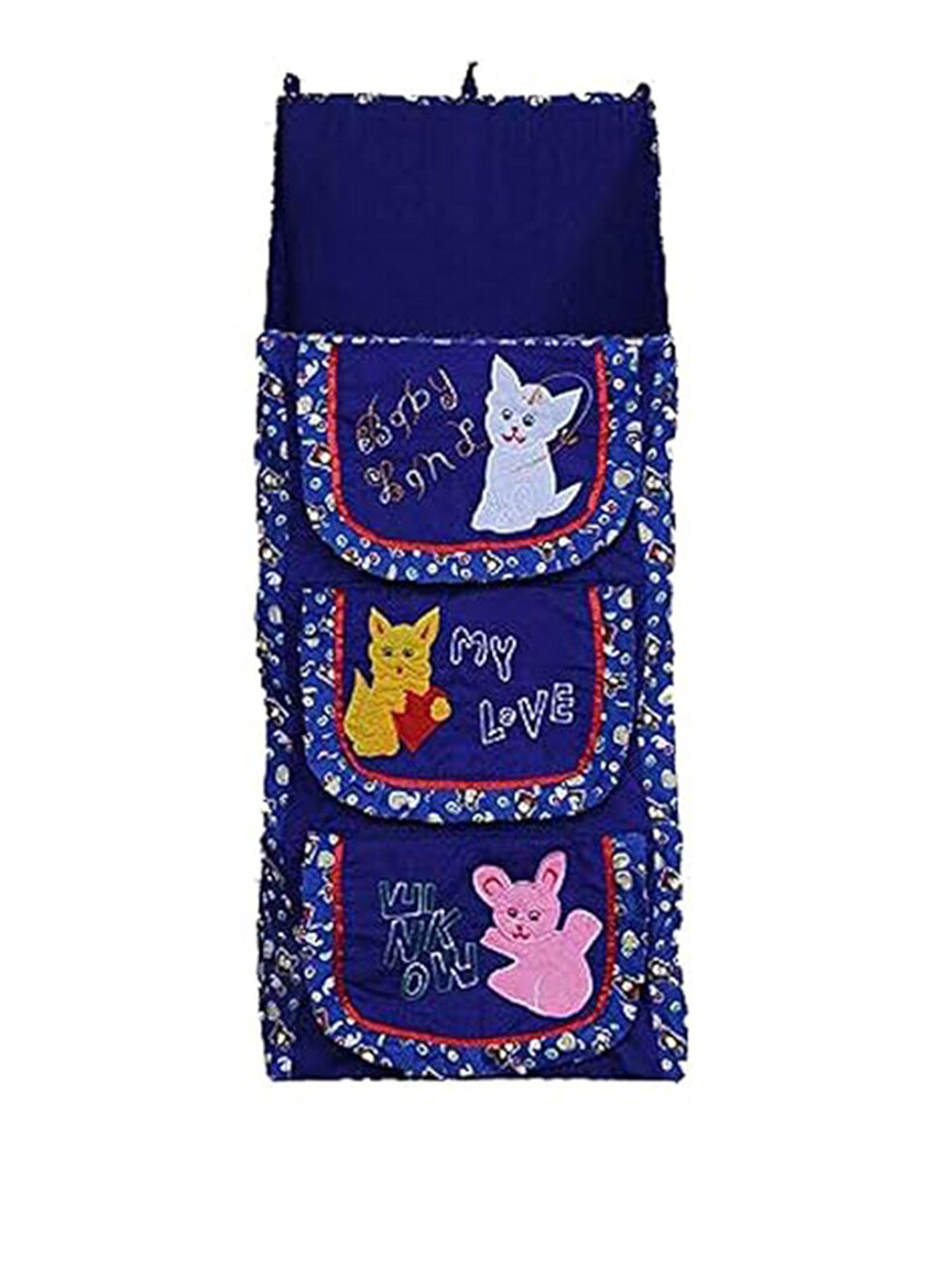 Kuber Industries Blue & White Printed Multi-Utility Three Cabinet Folding Organiser