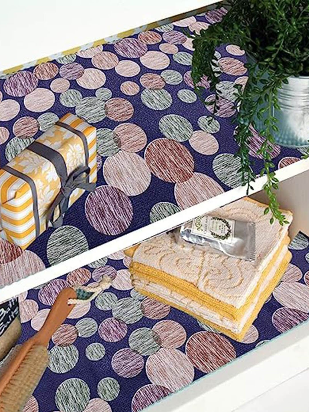 Kuber Industries Blue Printed Anti-Slip Roll Mat Cabinet Shelf Liner