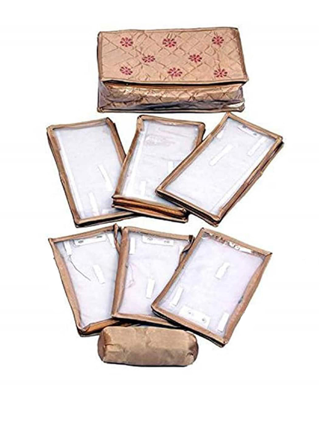 Kuber Industries Gold Toned Printed Satin Locker Jewellery Kit Organiser