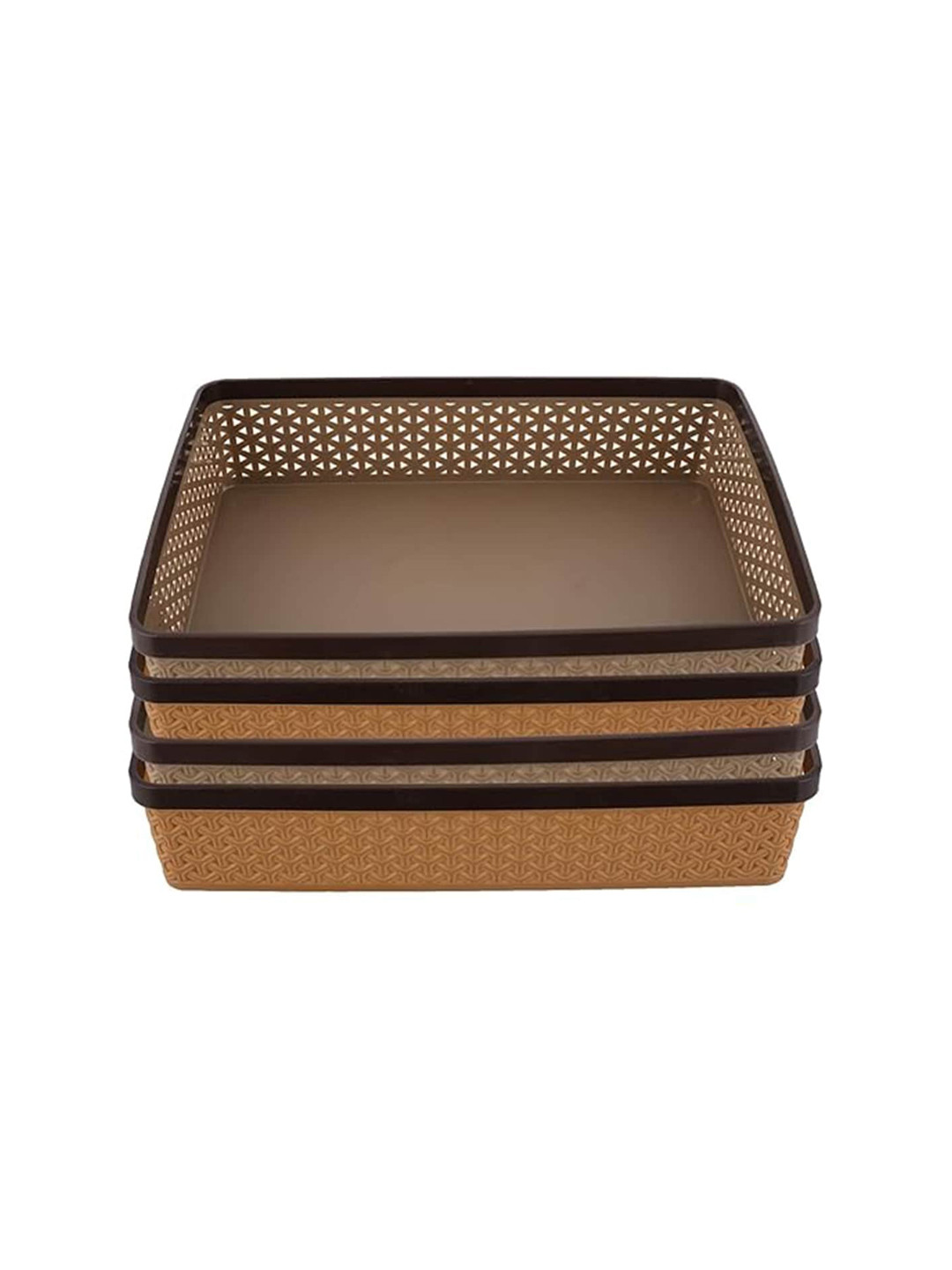 Kuber Industries Brown 4 Pieces Stationary Office Tray Organisers