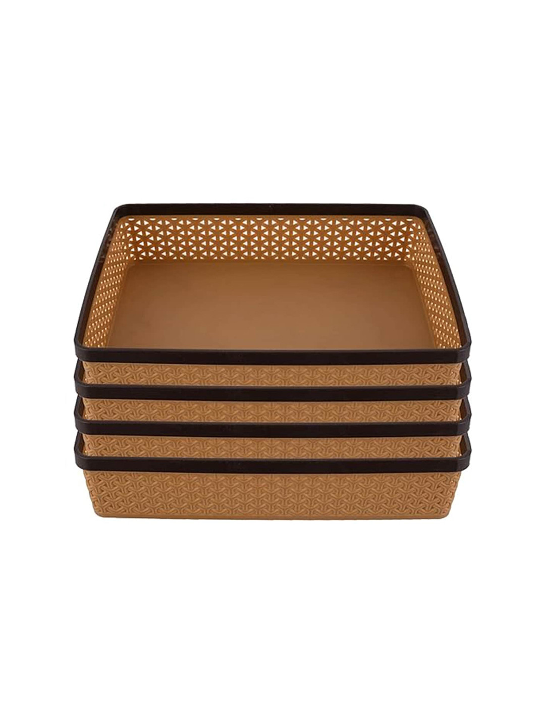 Kuber Industries Brown 4 Pieces Solitaire Stationary Holder Desk Organizers