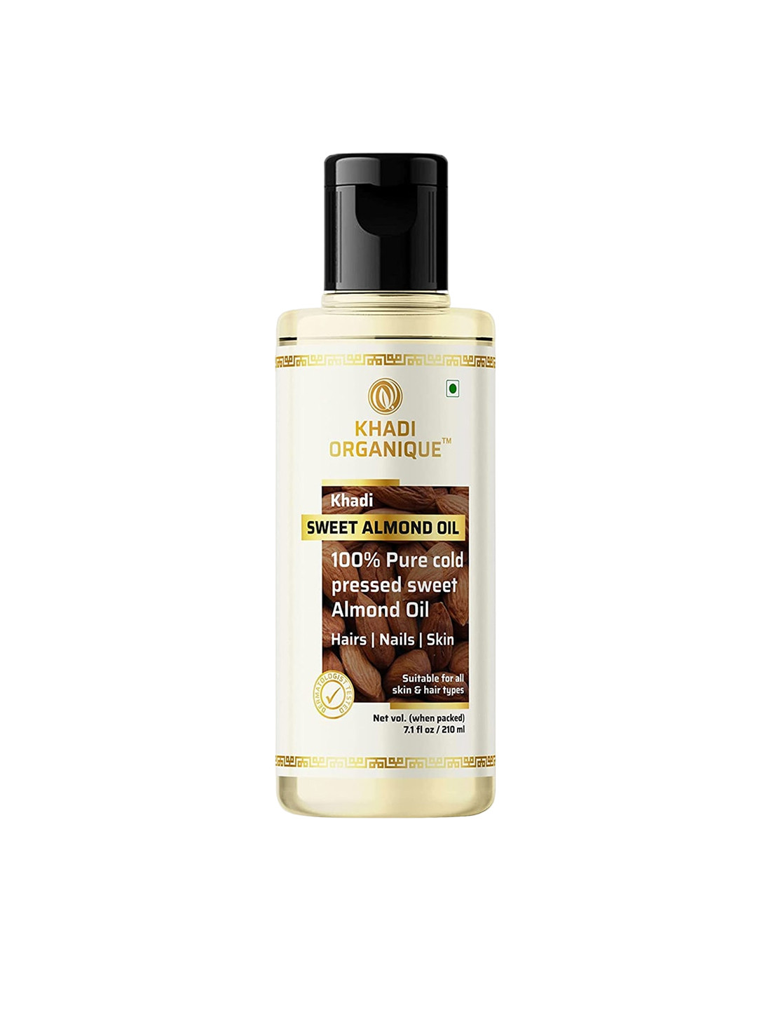 Khadi Organique 100% Pure Cold Pressed Sweet Almond Oil - 210ml