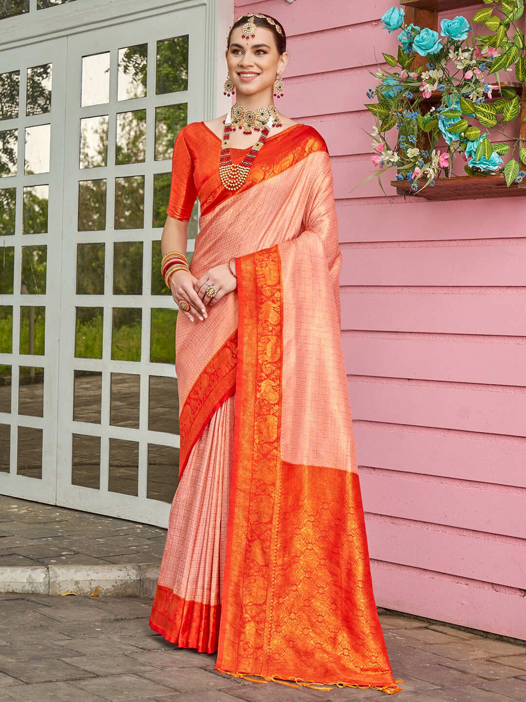 Anouk Rustic Woven Design Zari Saree