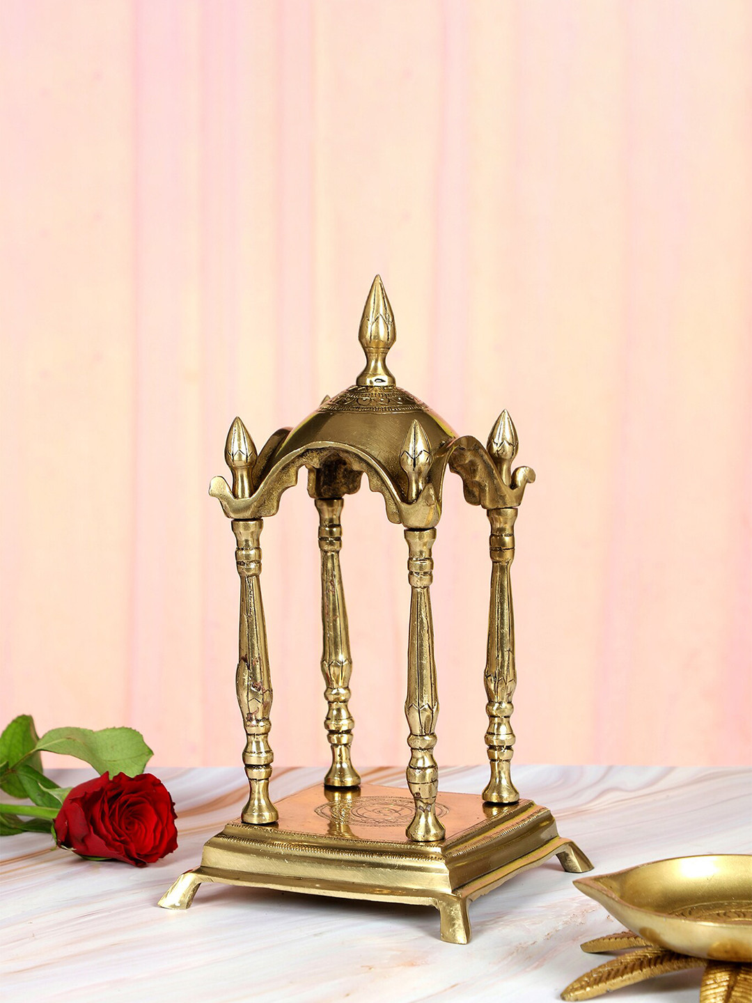 Two Moustaches Gold-Toned Brass Decor Temple