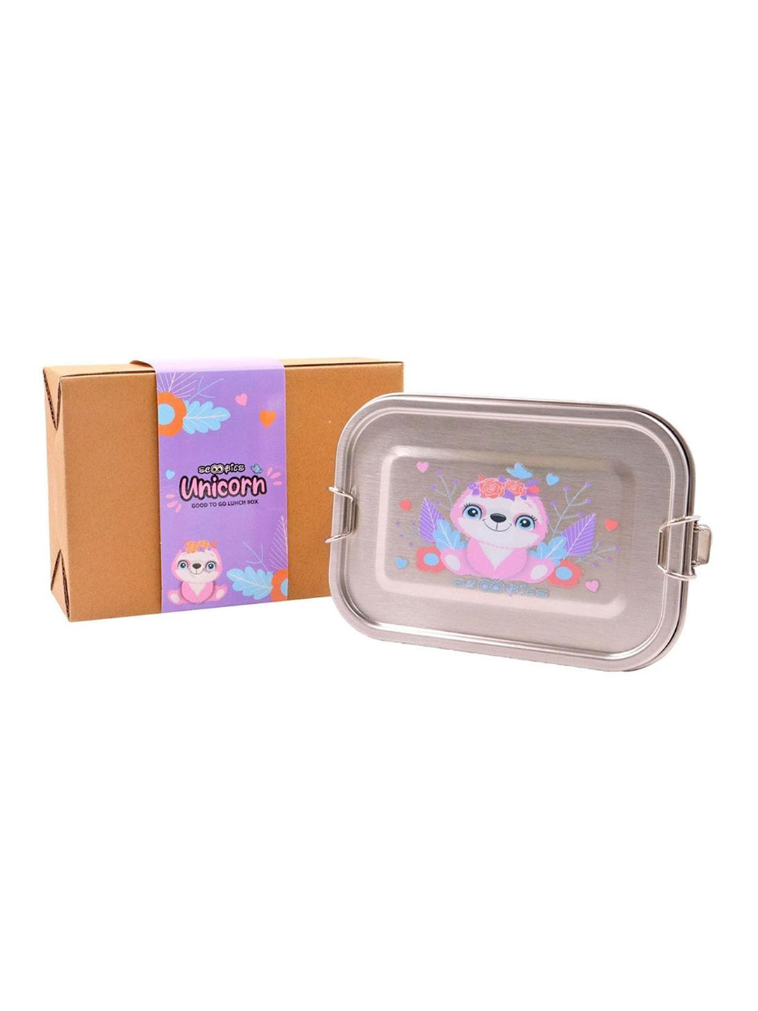 SCOOBIES UNICORN GOOD TO GO Stainless Steel Leak Resistant 2PC Lunch Box With Spoon & Fork