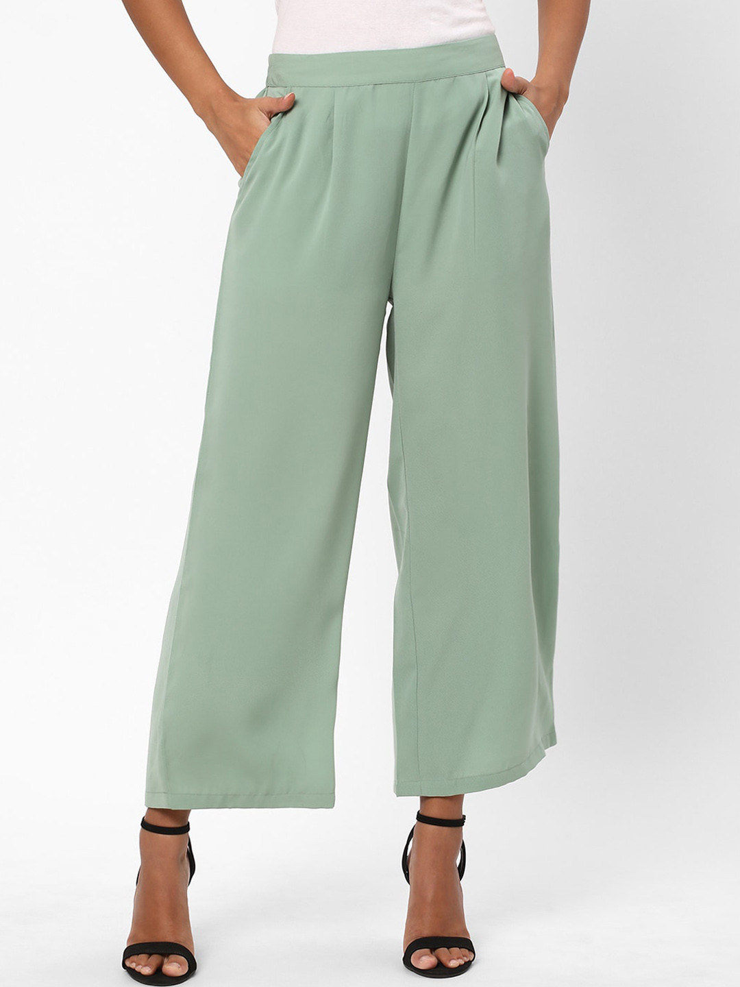 R&B Women Pleated Mid-Rise Parallel Trousers