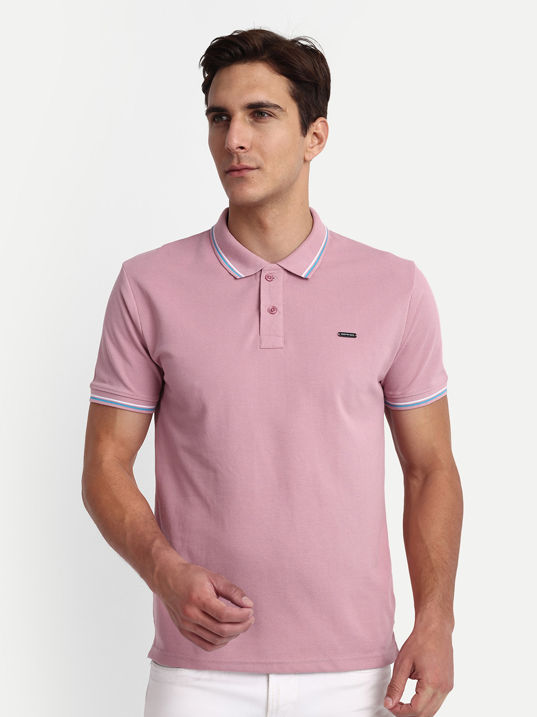 REPRISE Polo Collar Pure Cotton Slim Fit T-shirt