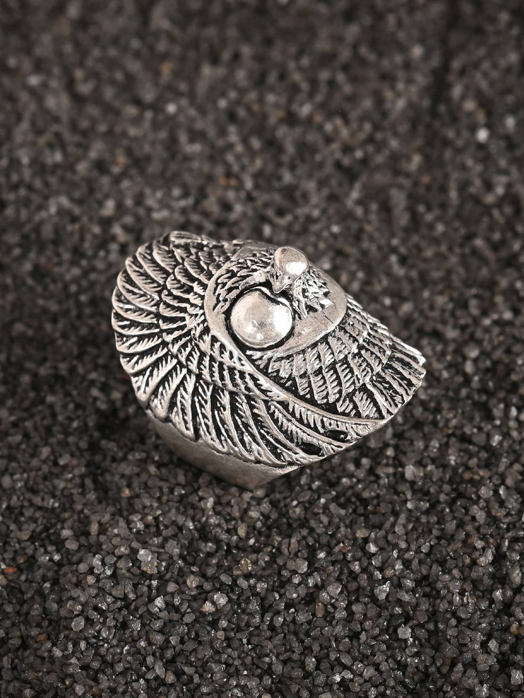 VIRAASI Men Oxidized Eagle Design Finger Ring