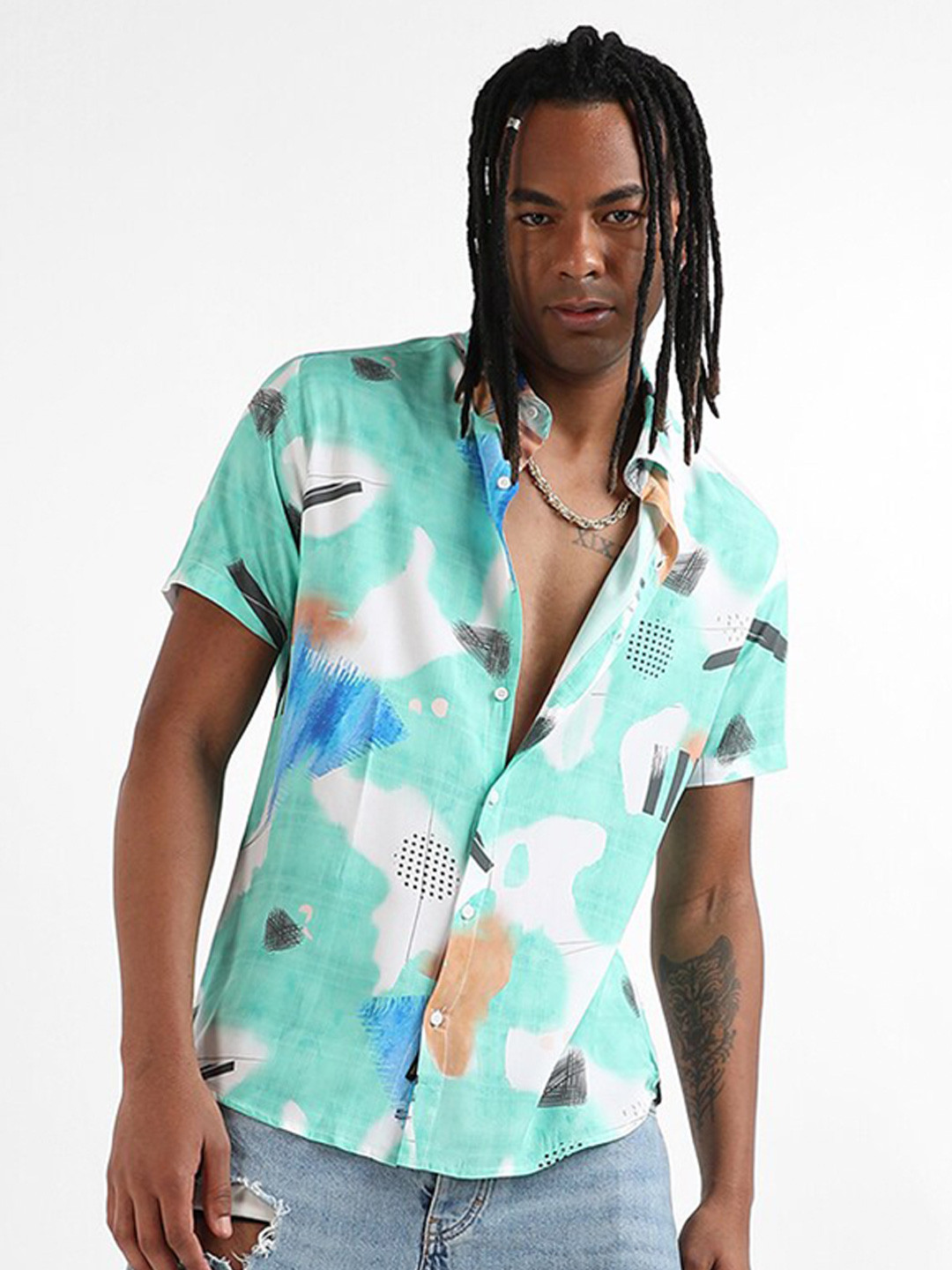 CAHOOT Men's Classic Abstract Printed Casual Shirt