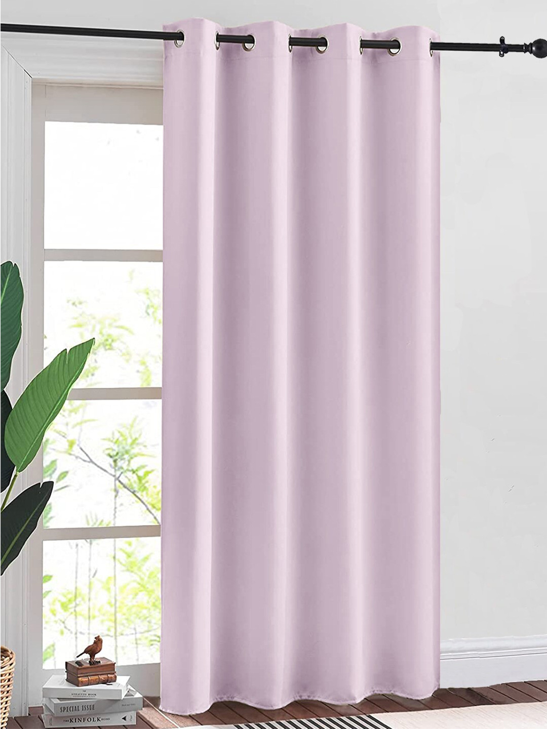 URBAN SPACE Lavender 2 Pieces Black Out Long Door Curtain