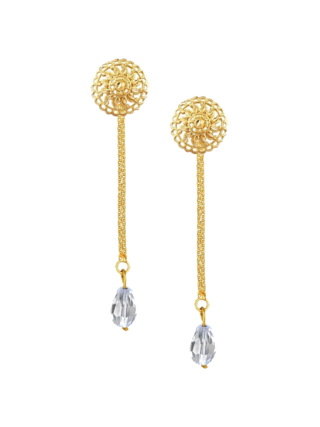 Vighnaharta Gold Plated Floral Studs Earrings With Removable Chain Drop