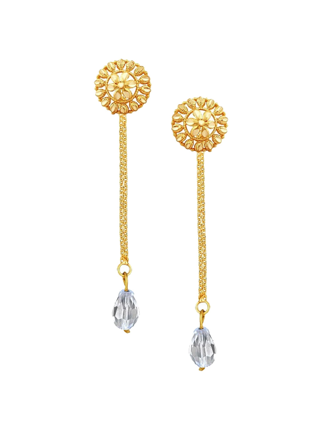 Vighnaharta Gold Plated Floral Studs Earrings With Removable Chain Drop