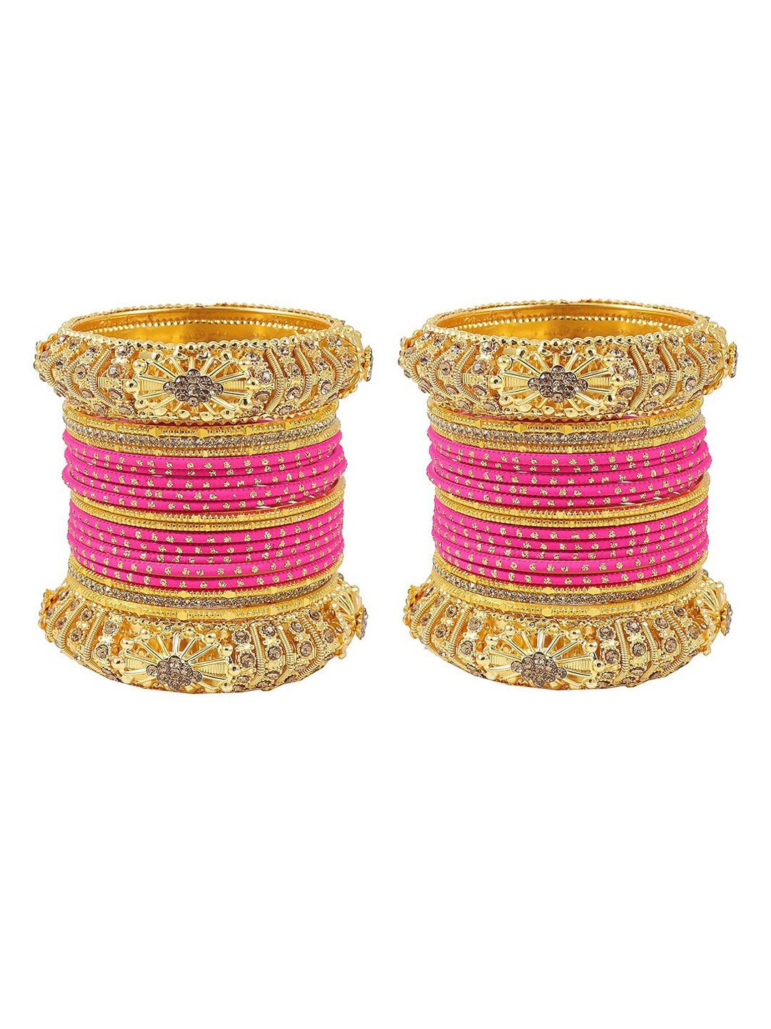 NMII Set of 40 Zircon Polka Dots Glossy Finished Chuda Bangles