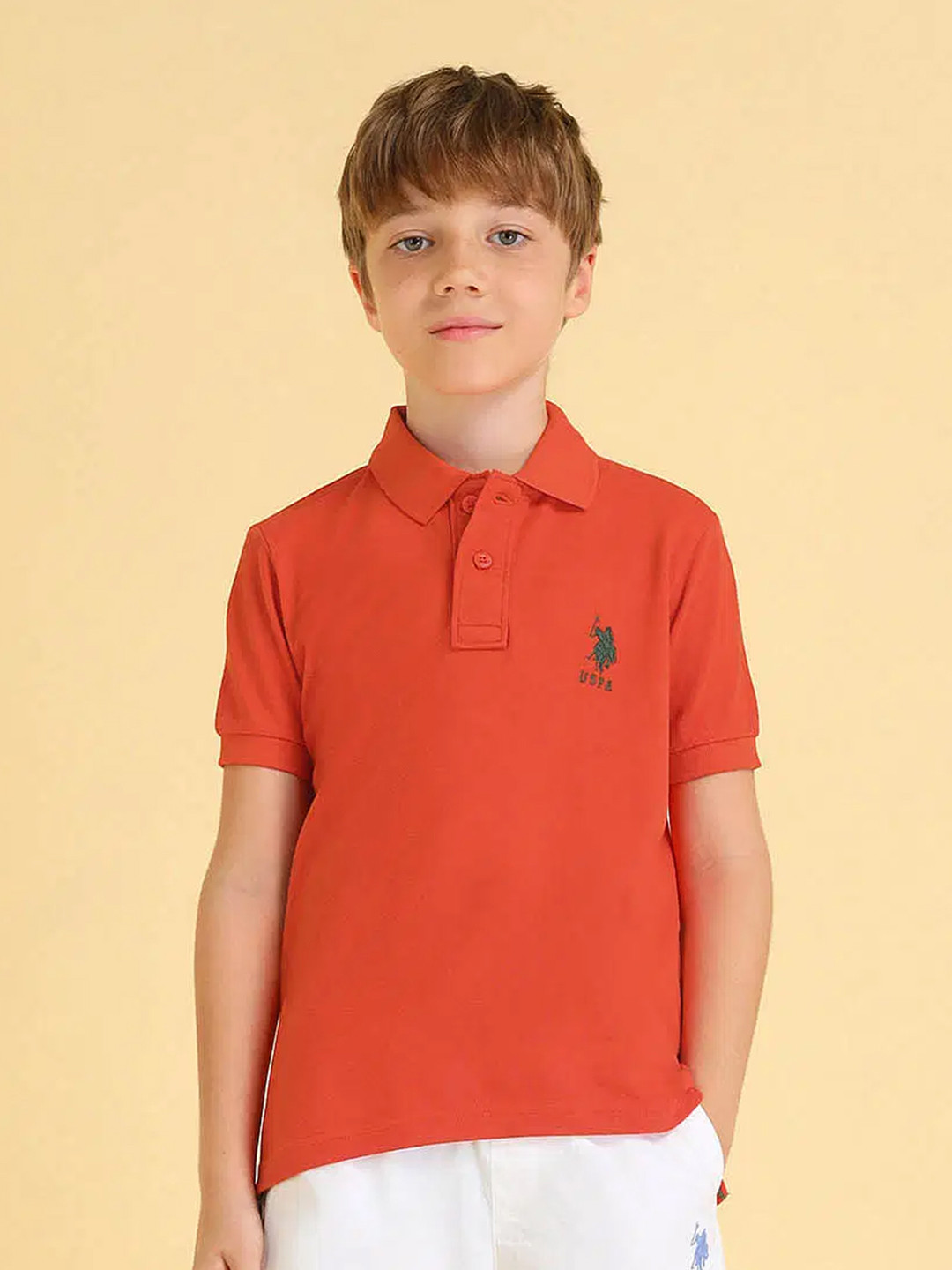 U.S. Polo Assn. Kids Boys Polo Collar With Embroidered Details Cotton T-shirt