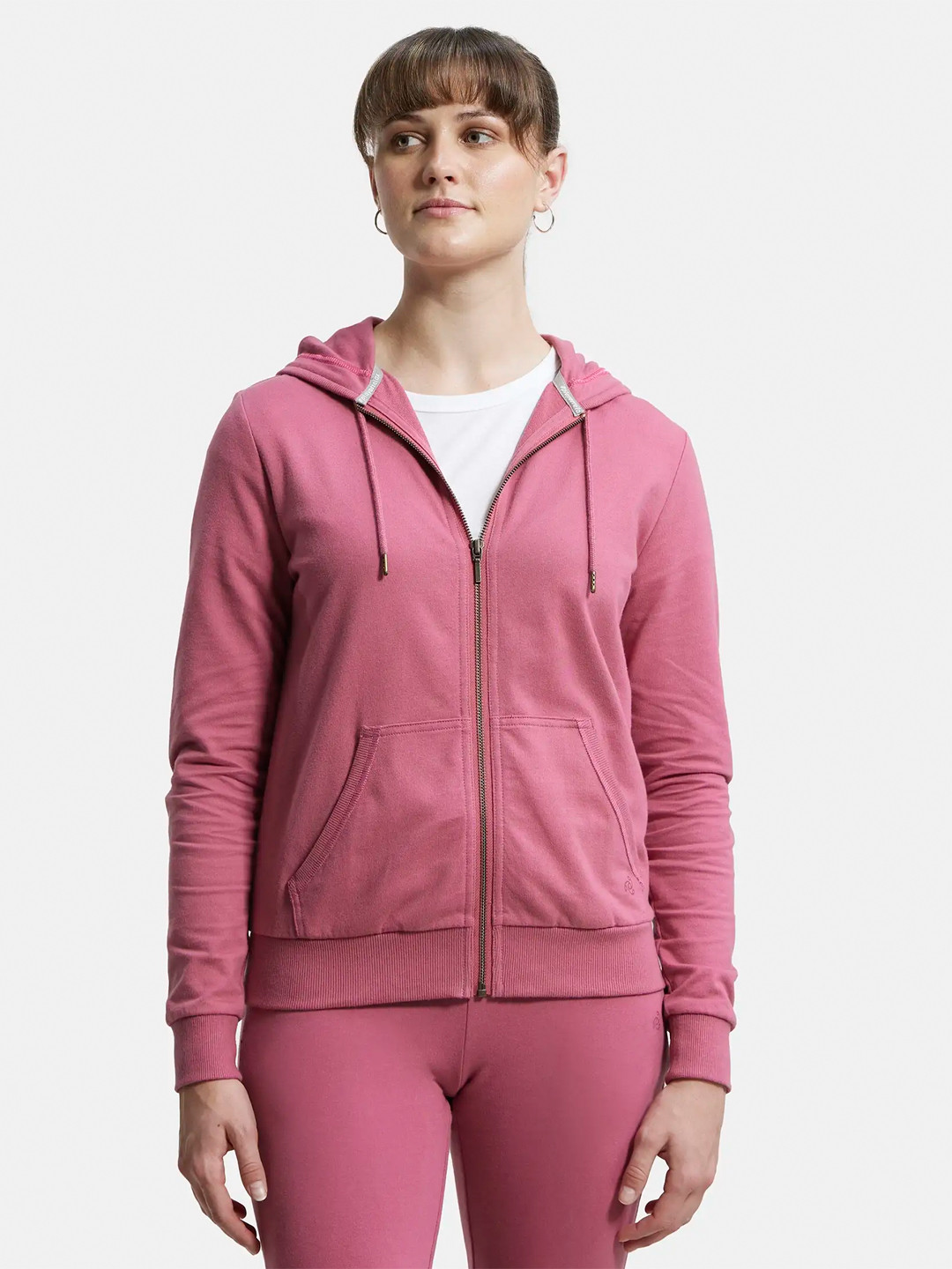 Jockey Super Combed Cotton French Terry Fabric Hoodie Jacket with Side Pockets-AW30