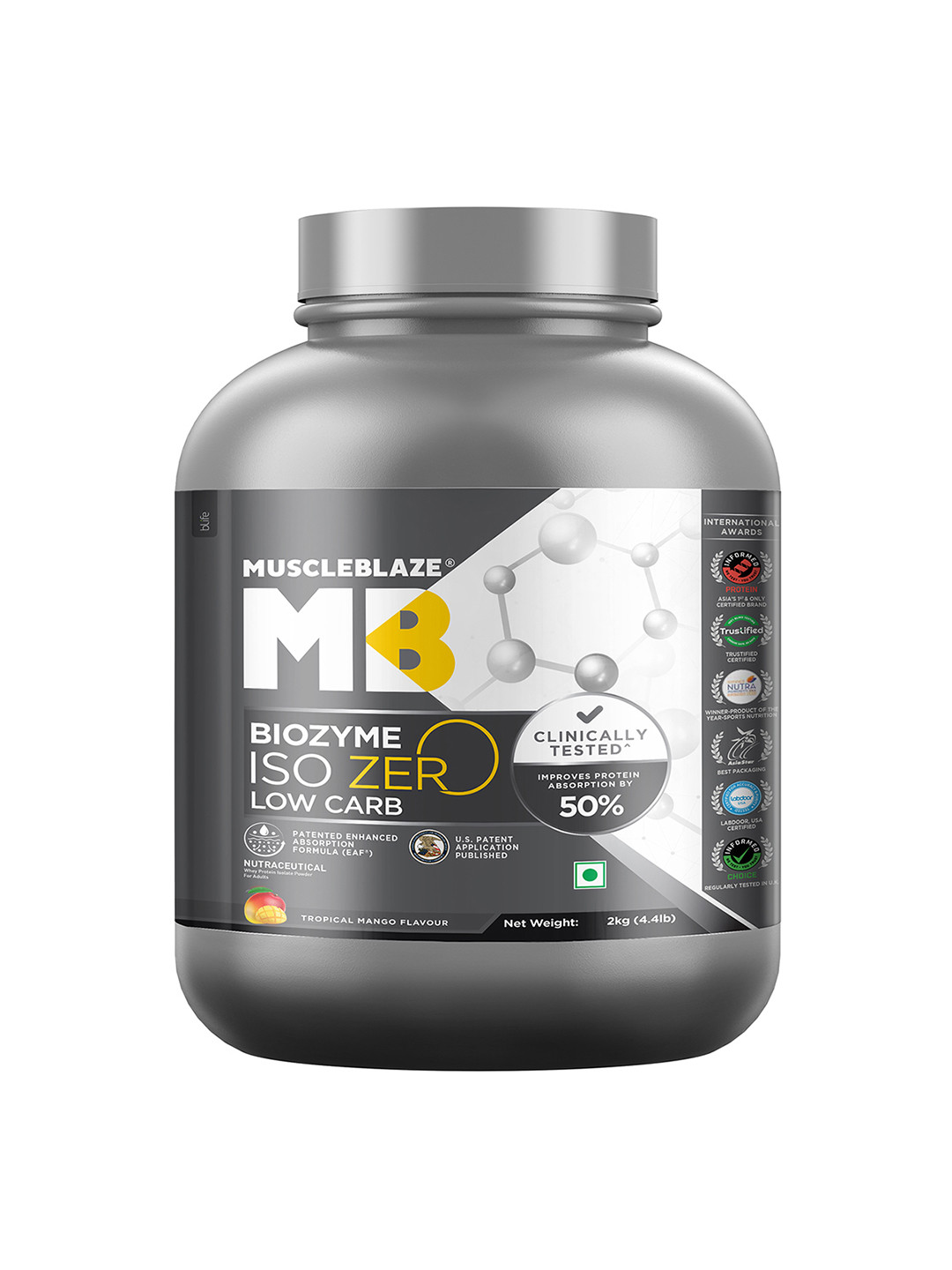 MuscleBlaze Biozyme Iso-Zero, Low Carb Proteins 2 kg / 4.4 lb