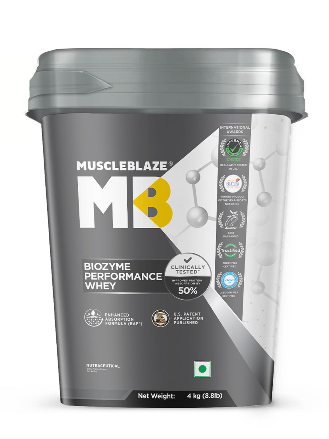 MuscleBlaze Biozyme Performance Whey Protein - Magical Mango - 4Kg