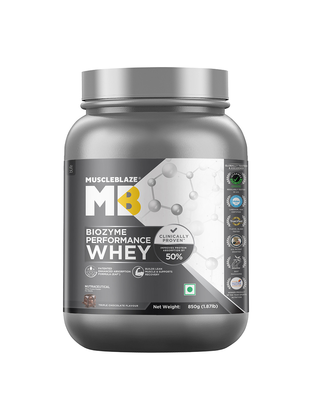 MuscleBlaze Chocolate Flavour Biozyme Performance Whey Protein