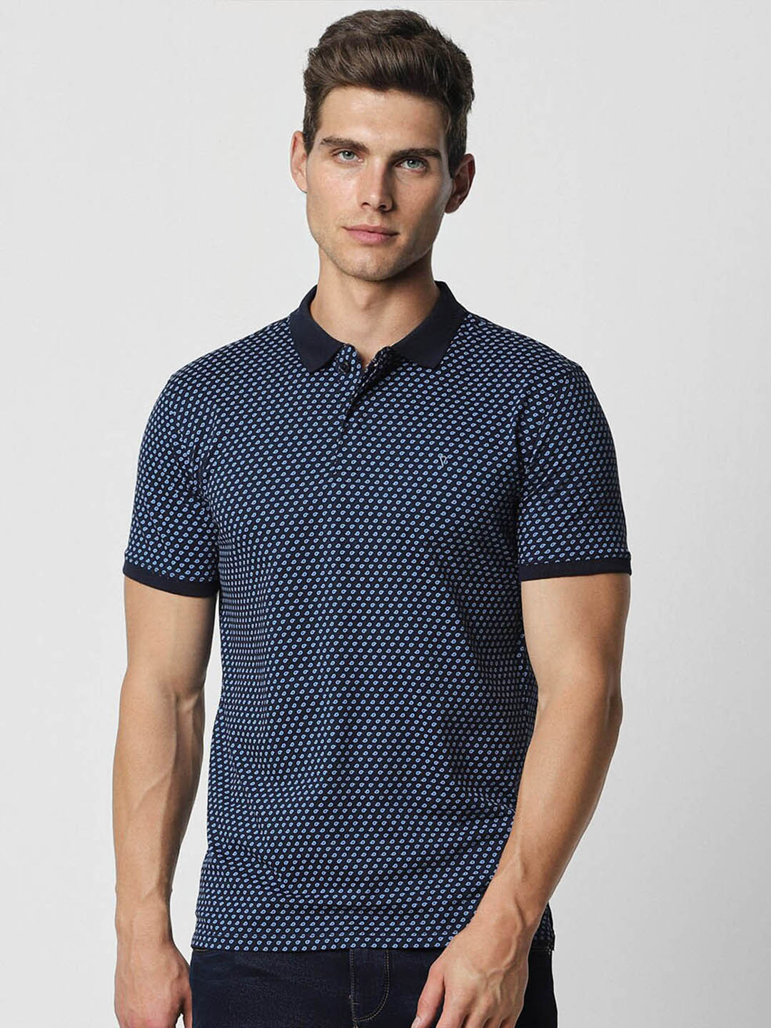 Van Heusen  Geometric Printed Polo Collar Slim Fit T-shirt