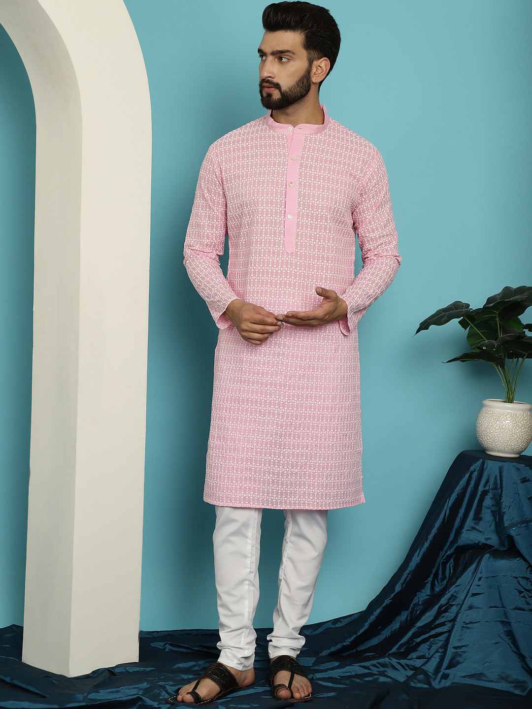 SOJANYA Embroidered Pure Cotton Kurta with Pyjama Set