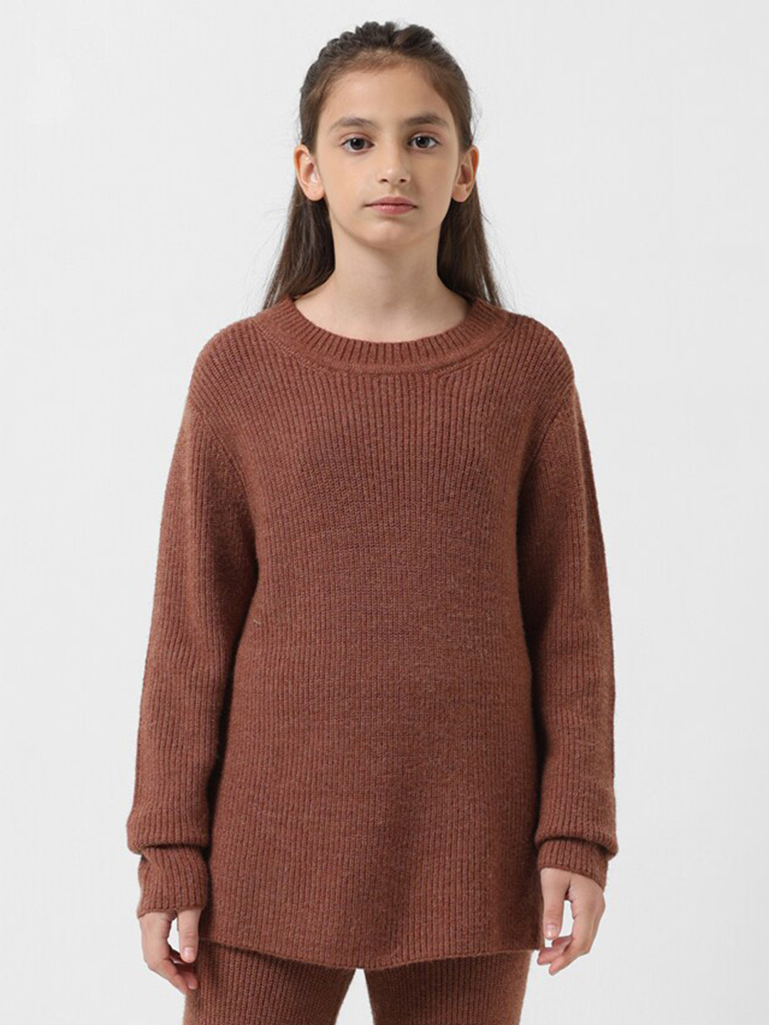 Vero Moda Girls Ribbed Round Neck Long Sleeve Pullover Sweaters