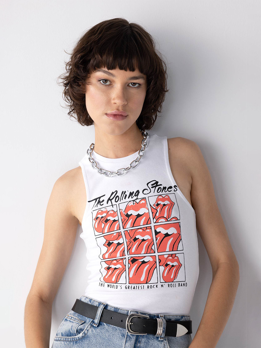 DeFacto The Rolling Stoned Printed Cotton Tank Top