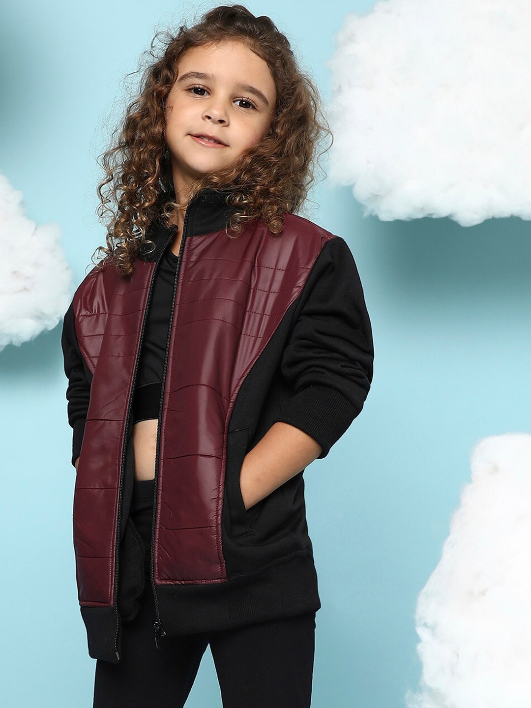 Buy Instafab Girls Colourblocked Mock Collar Windcheater Bomber Jacket Jackets for Girls 25558908 Myntra