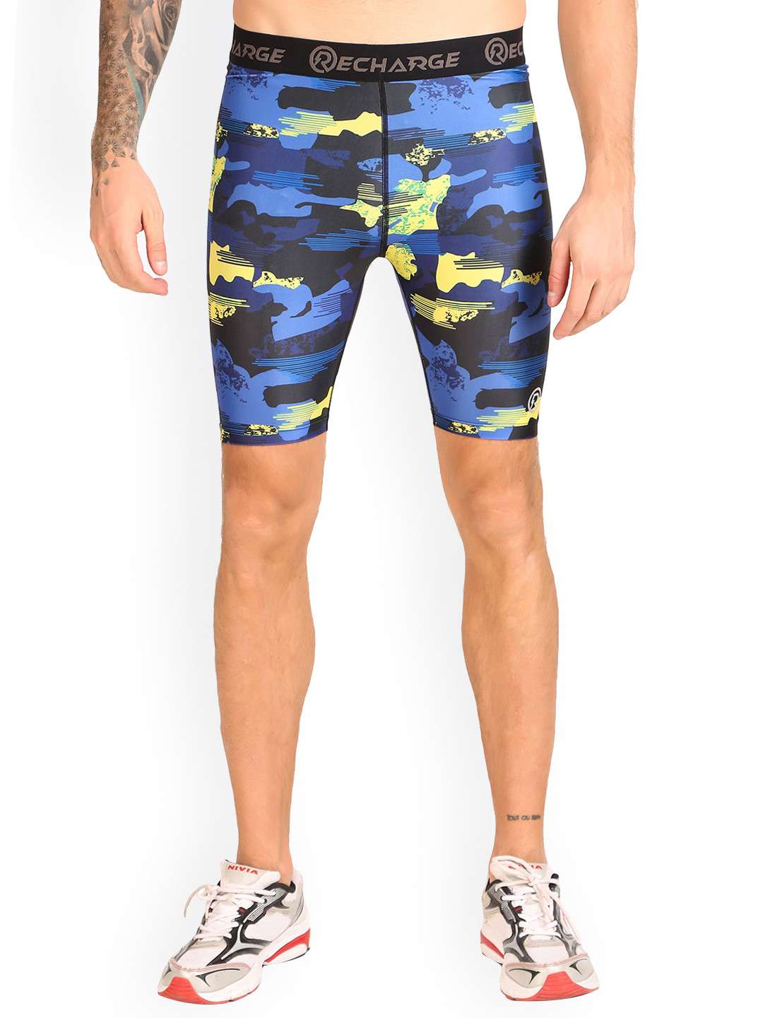 REDESIGN Men Absatrct Printed Slim-Fit Above-Knee Tights