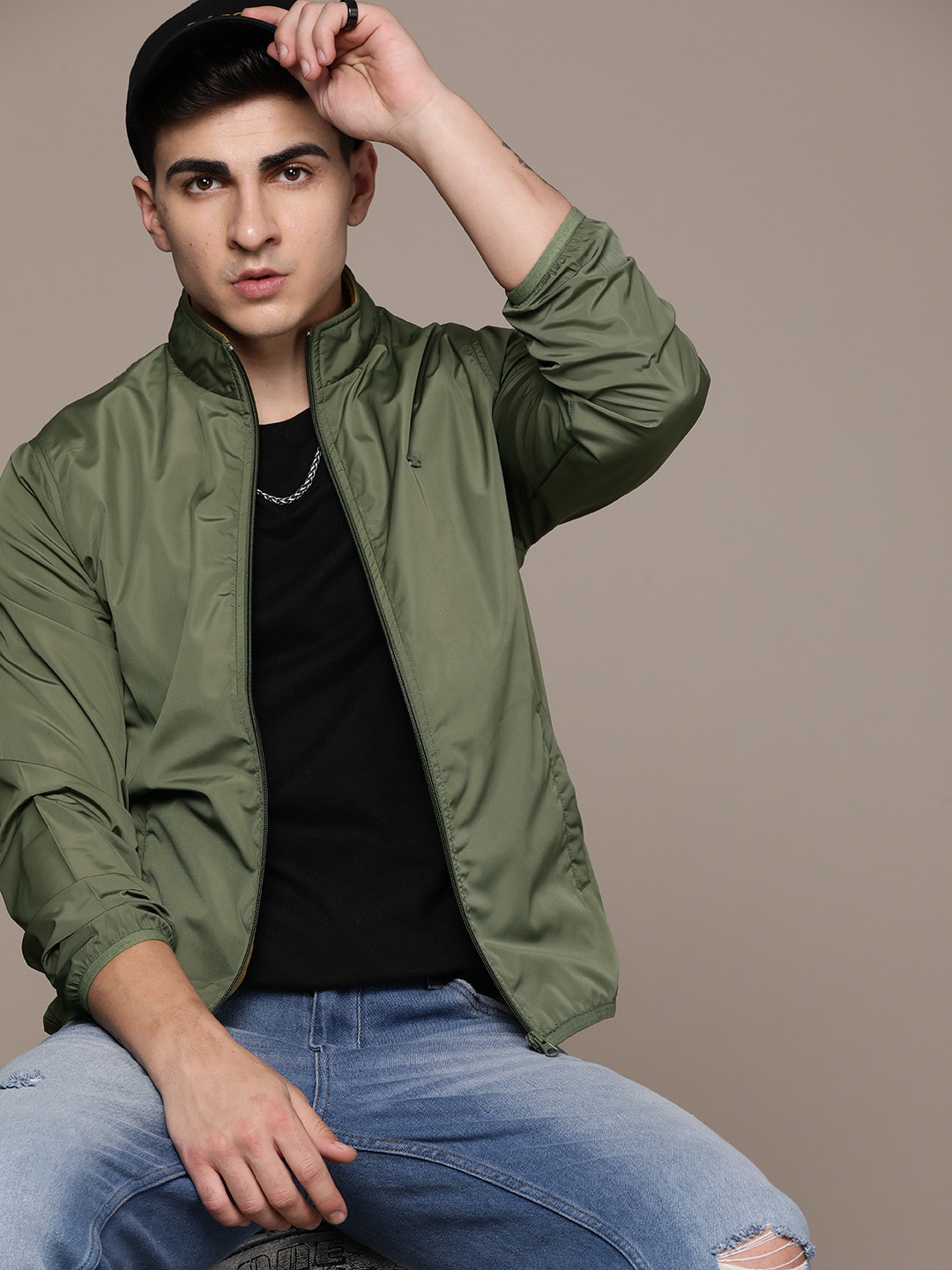Roadster Men Solid Windcheater Sporty Jacket