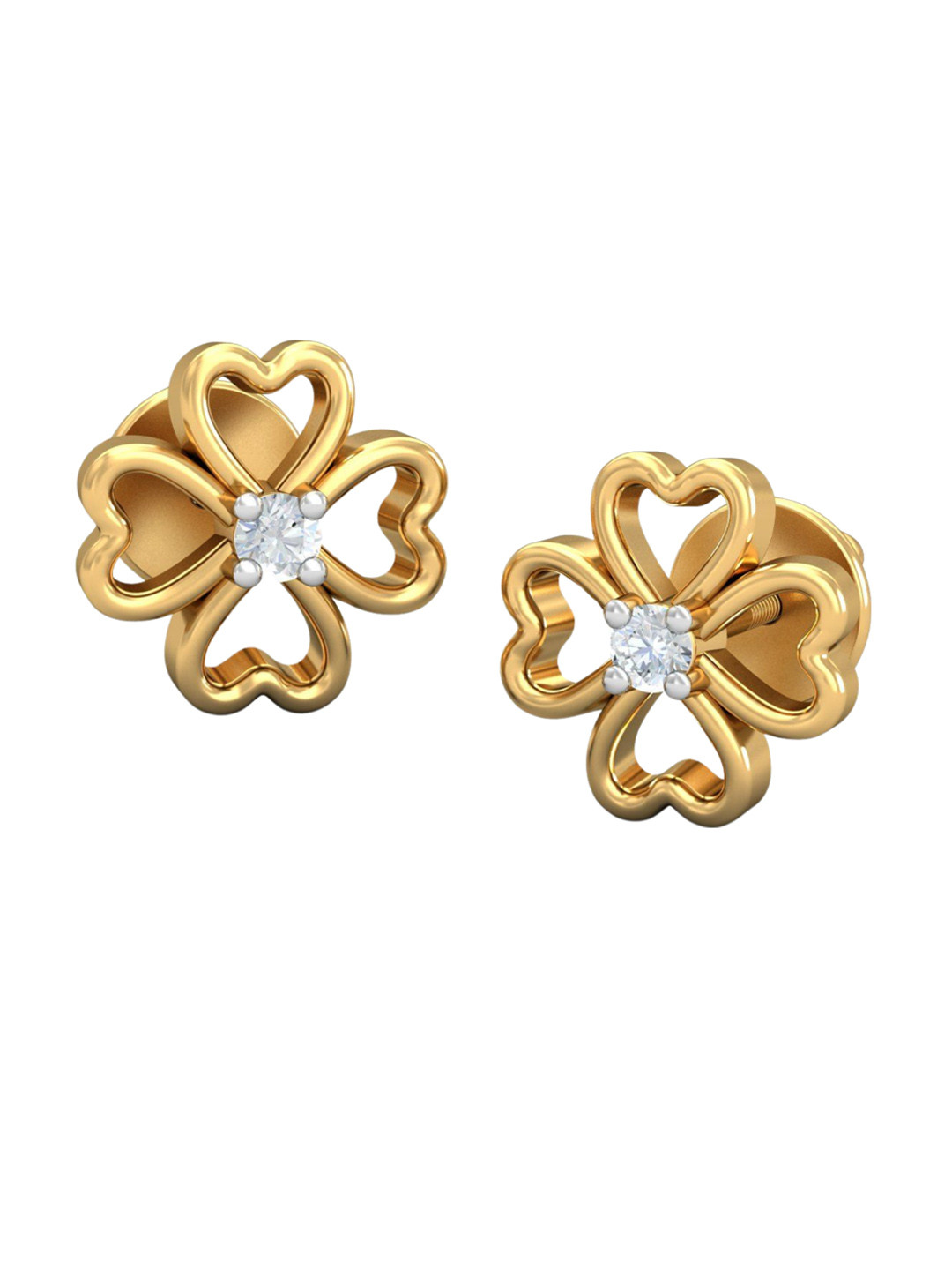 KUBERBOX 18KT Quadro Classica Diamond Studded Stud Earrings-2.52 gm