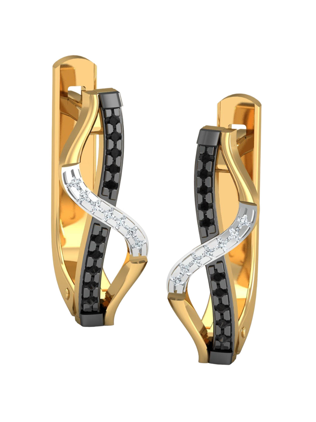 KUBERBOX Saveria 18KT Gold Diamond Stud Earrings-2.19gm