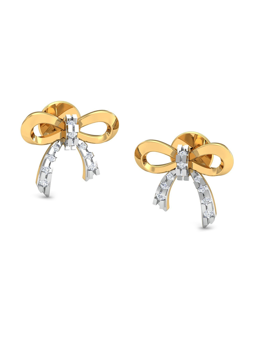 KUBERBOX Ribbon 18KT Diamond Stud Earrings-1.61gm
