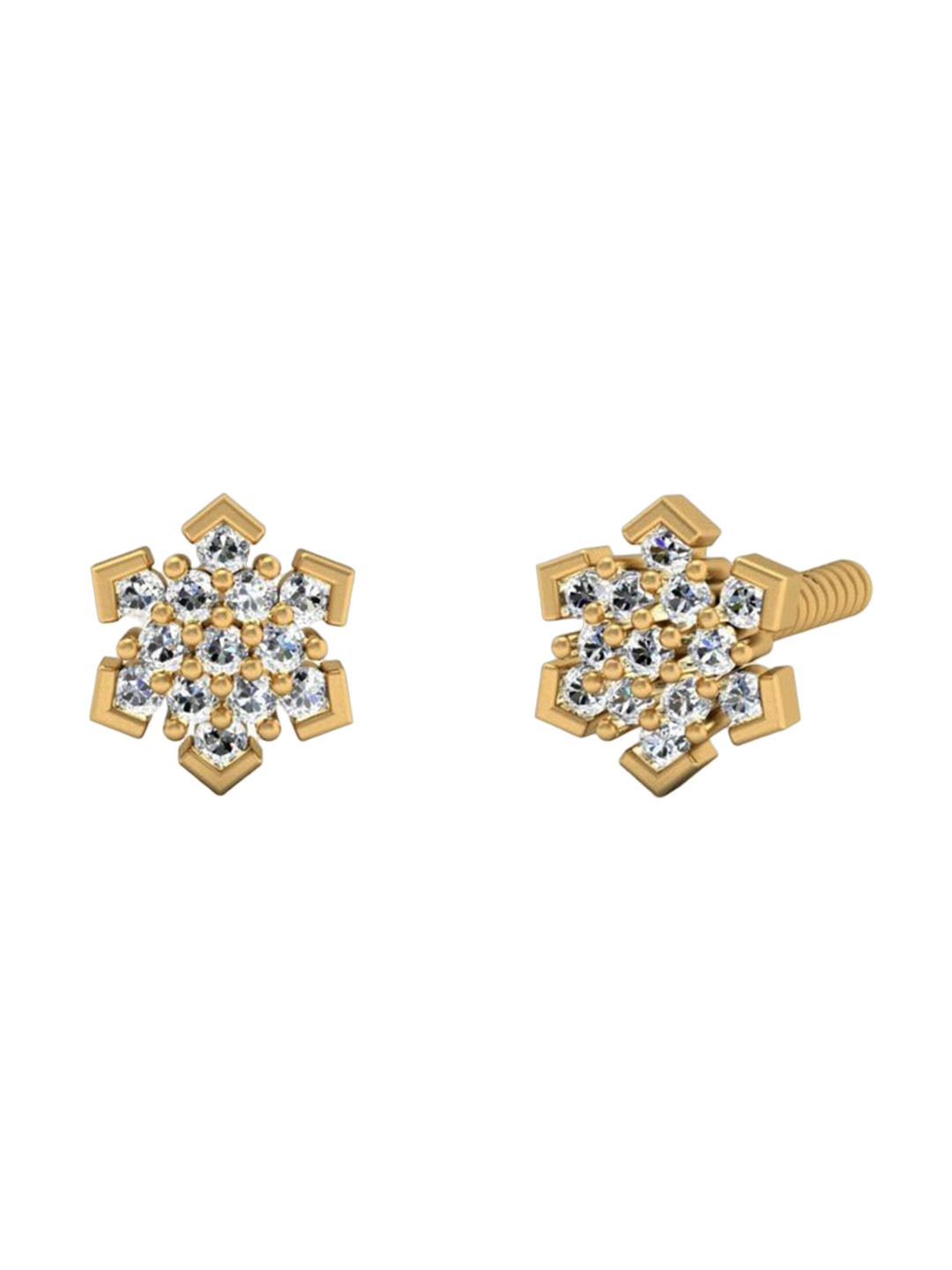 KUBERBOX 18KT Diamond Studded Stud Earrings-1.53 gm