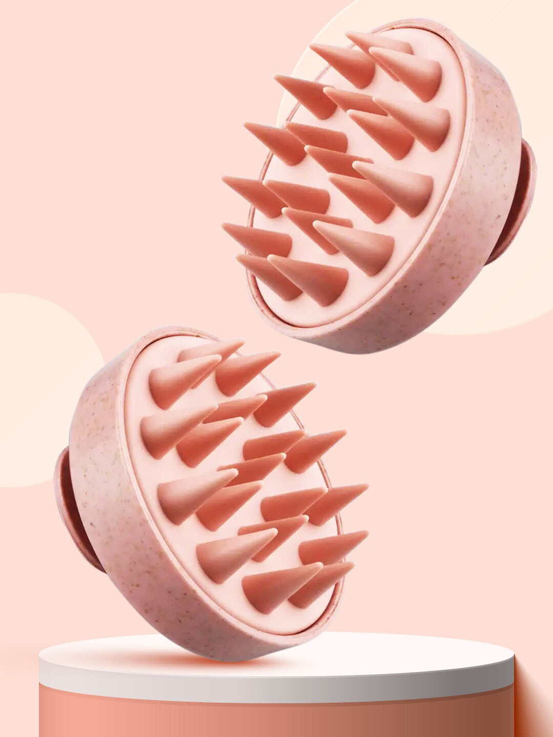 MATRA Set Of 2 Silicone Hair Scalp Massager Brush - Pink